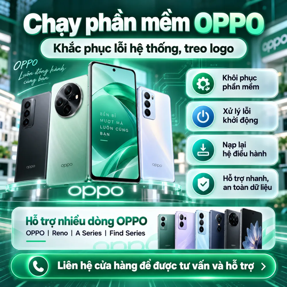 Chạy Phần Mềm OPPO Treo Logo, xử lý lỗi hệ thống