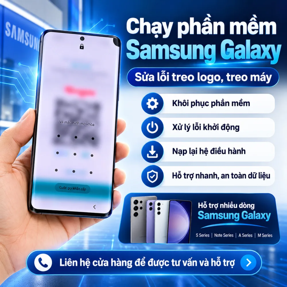 Chạy phần mềm Samsung Galaxy – Sửa lỗi treo logo, treo máy