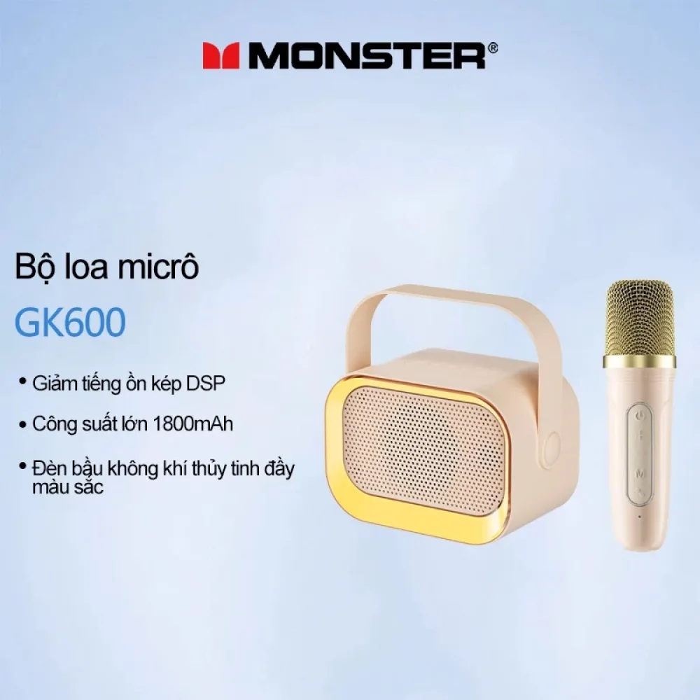 Loa Bluetooth Monster GK600 (kèm 2 mic hát karaoke)