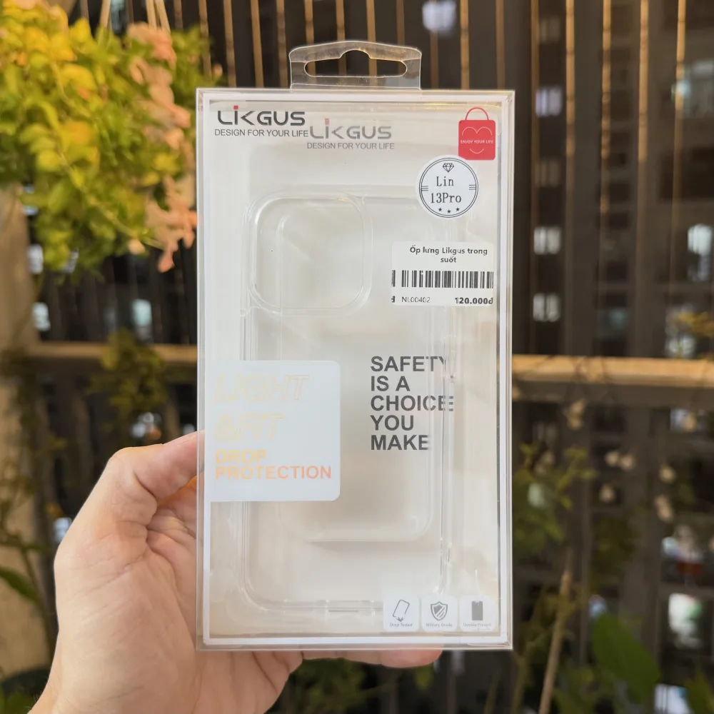 Ốp lưng iPhone 13 Pro Likgus trong suốt không ố vàng