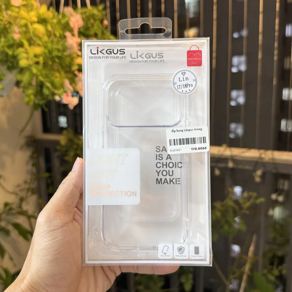 Ốp lưng iPhone 17 Pro/ 18 Pro trong suốt Likgus