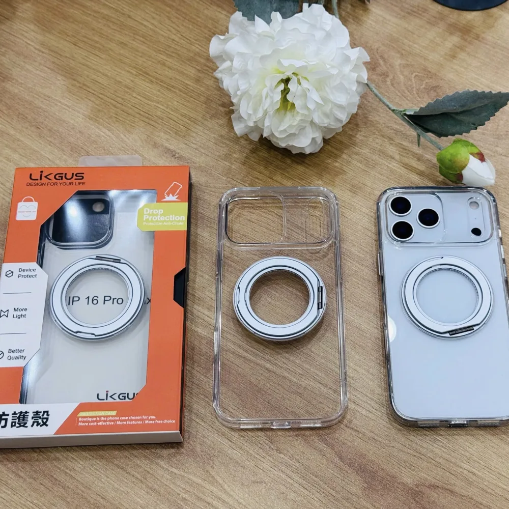 Ốp lưng iPhone 17 Pro Likgus Stand Magsafe trong suốt