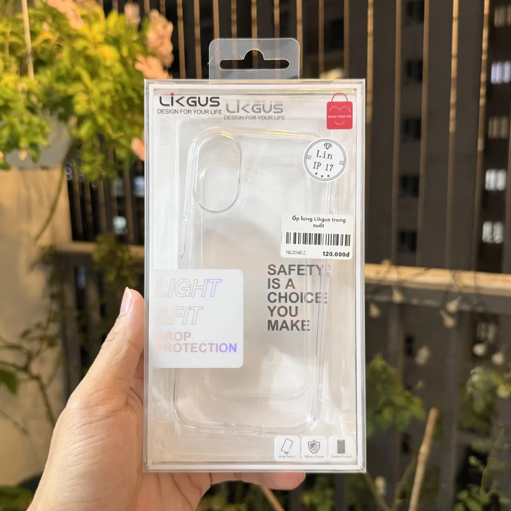 Ốp lưng iPhone 17 trong suốt Likgus chính hãng