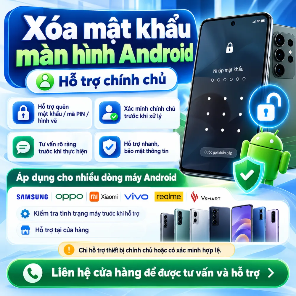 Xóa Mật Khẩu Android Khi Quên | Nam Long Phụ Kiện